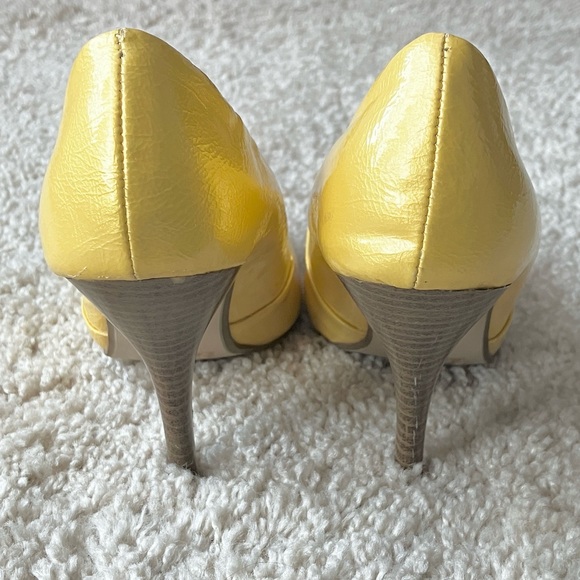 Delicious | Bright Yellow Peep-Toe Heels - Picture 5 of 11